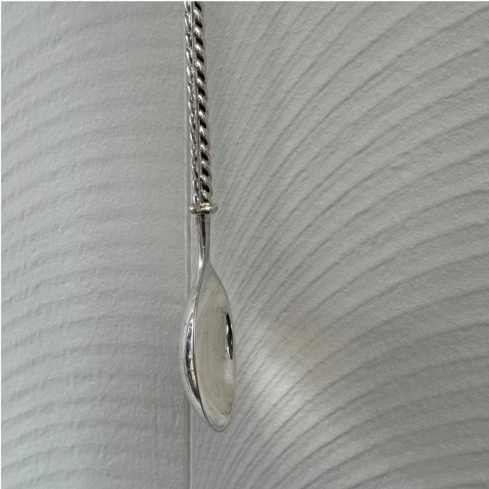 Vintage Italian Silverplate Serving Spoon Twisted Handle EP Zinc Italy
